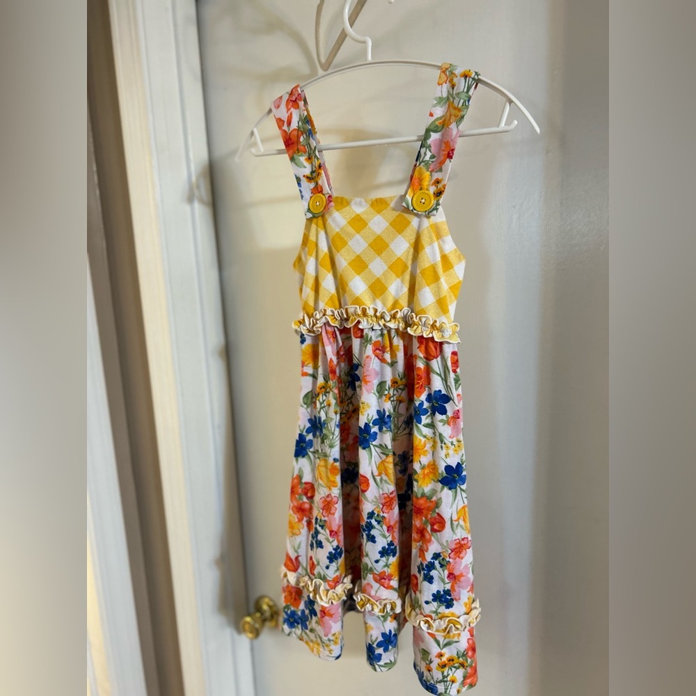 Jona Michelle Yellow and Floral Kids Dress